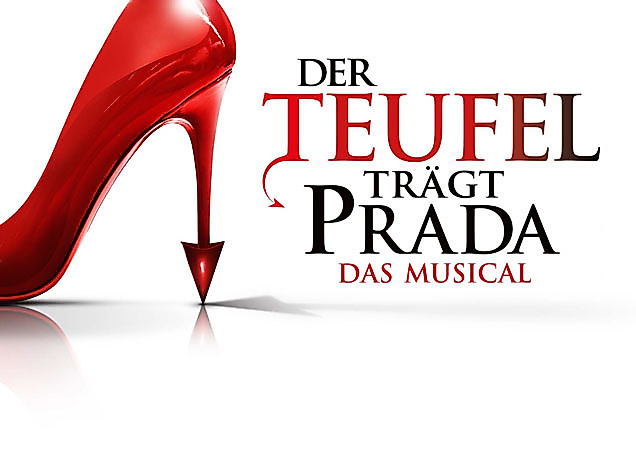 Der Teufel trägt Prada Logo mit rotem High Heel