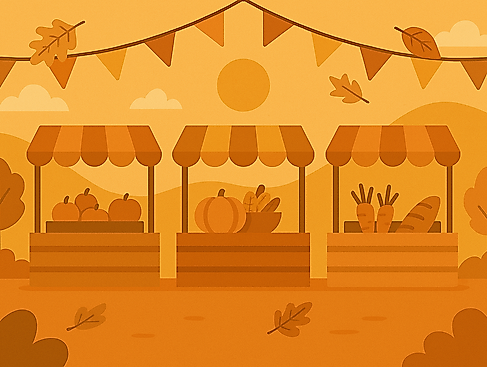 Herbstlicher Bauernmarkt im Sonnenlicht ChatGPT