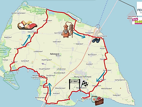 Radtour-Route auf Fehmarn