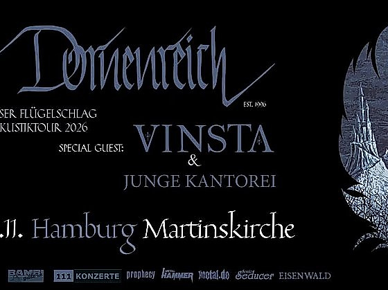 Konzertposter von Dornenreich, Vinsta und Junge Kantorei in der Martinskirche Hamburg, am 06.11.2026