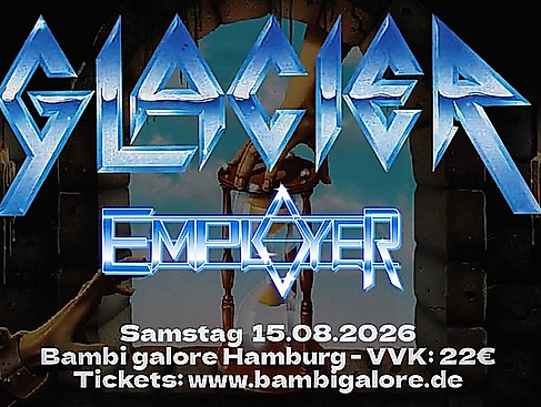 Konzertposter für Glacier und Employer im Bambi galore am 15.08.2026